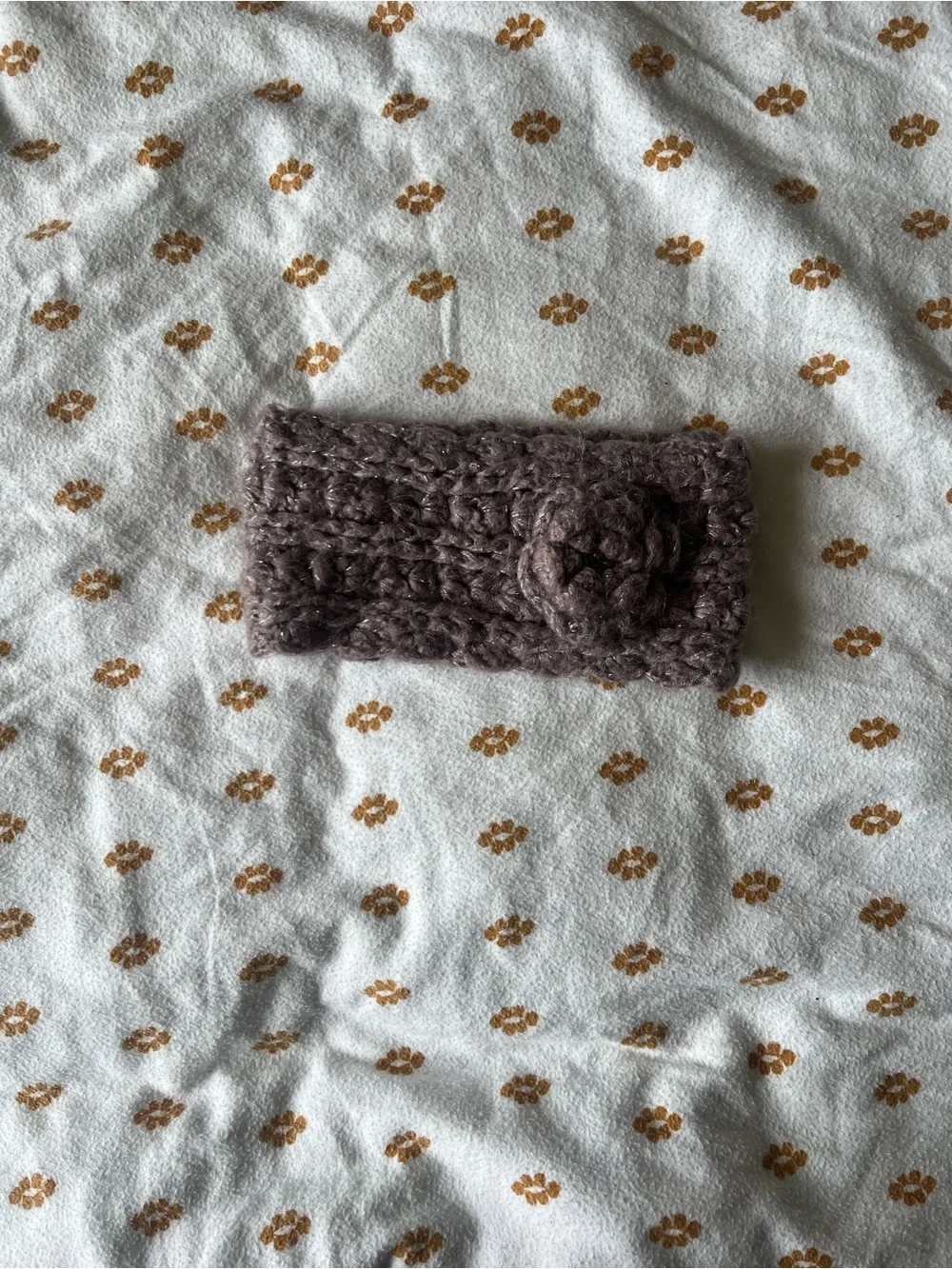 Charlotte Russe Chunky Knit Flower Headband - Taupe